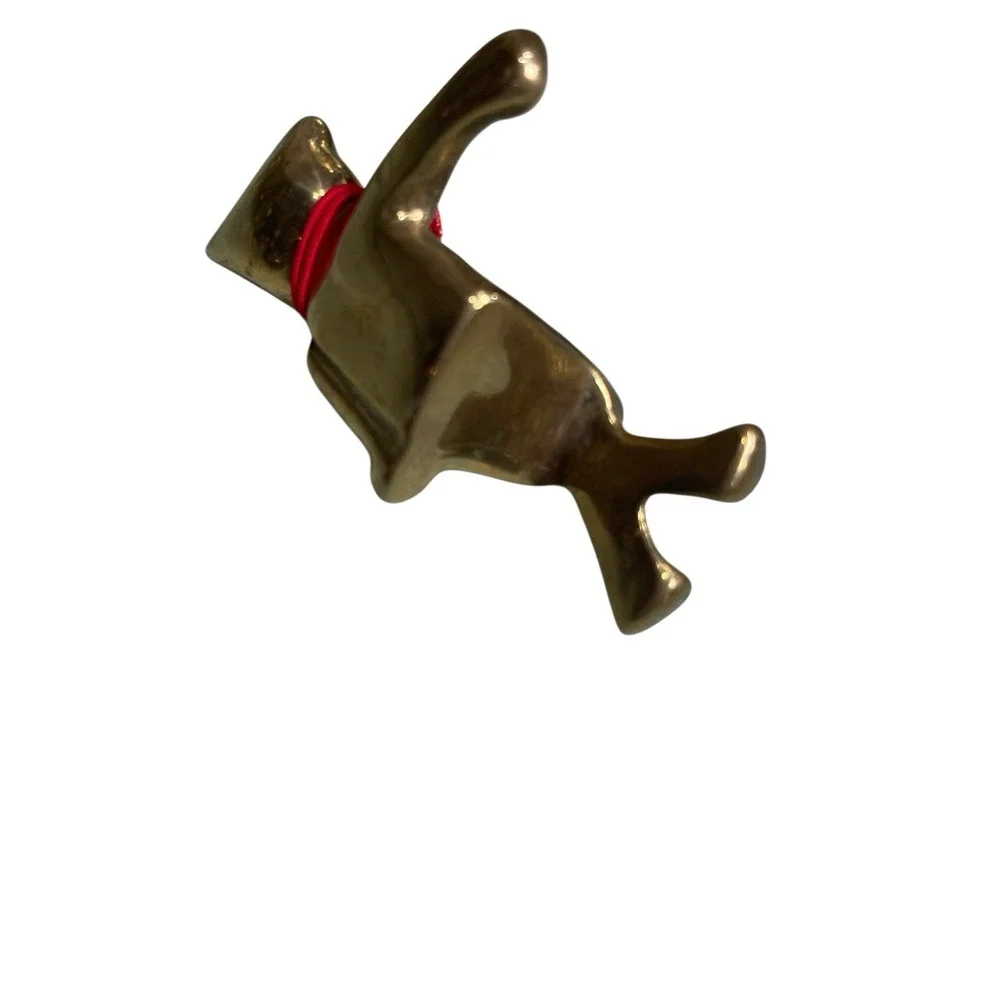Brass Cats Kittens Sitting Cross Leg Metal Bench Red Ties Taiwan‎ Pair Trinket